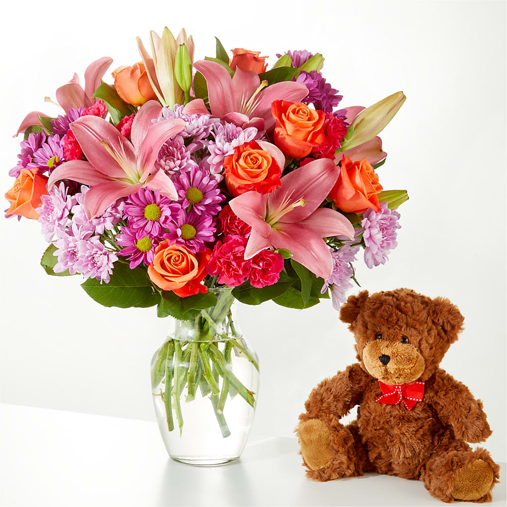 One and Only Bouquet and Bear Bundle – Flowers By Oralene Llc, Concord NC