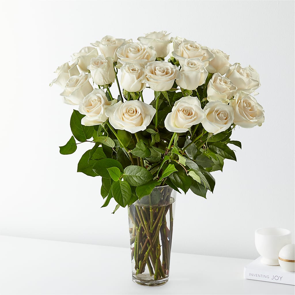 Long Stem White Rose Bouquet – Flowers By Oralene Llc, Concord NC