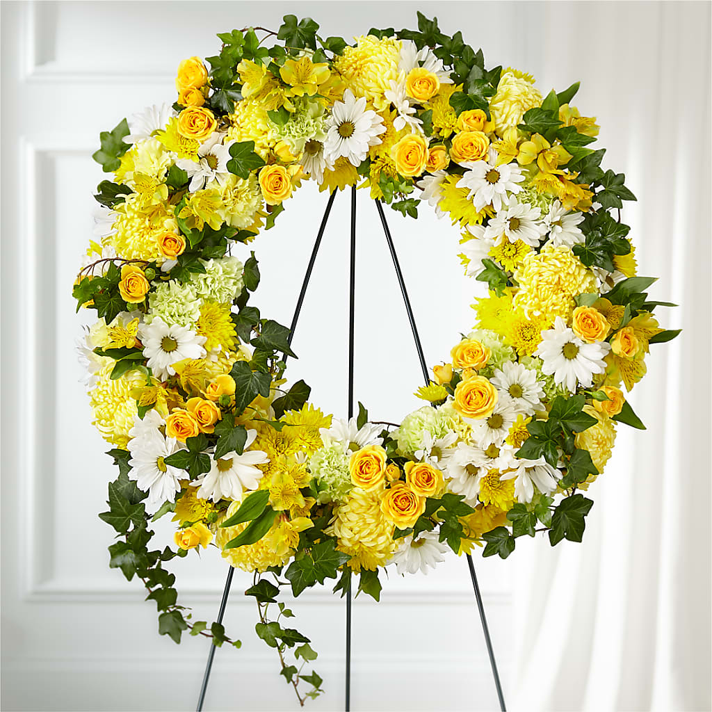 Golden Remembrance Wreath – Flowers By Oralene Llc, Concord NC