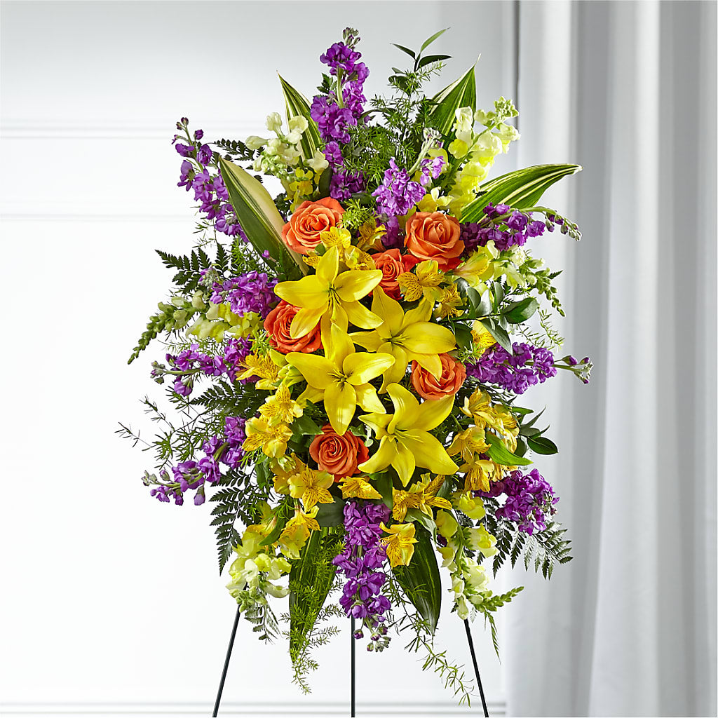 Thoughtful Prayers Standing Spray – Flowers By Oralene Llc, Concord NC