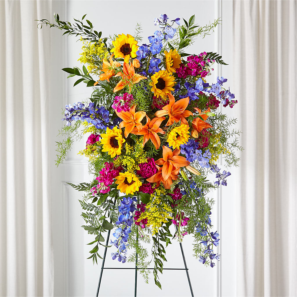 Sunlit Memories Standing Spray (Standard) – Flowers By Oralene Llc, Concord NC