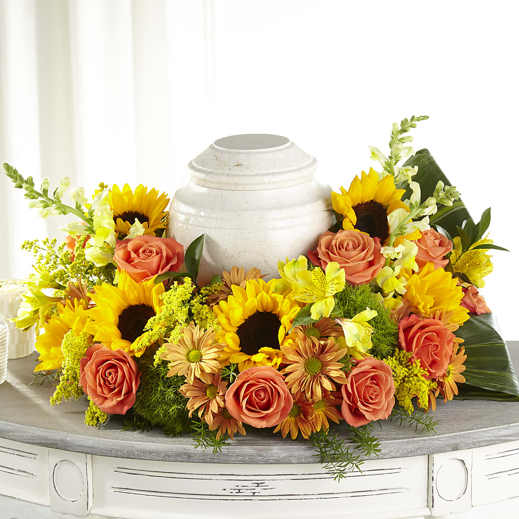Faithful Sunflower Cremation Adornment – Flowers By Oralene Llc, Concord NC
